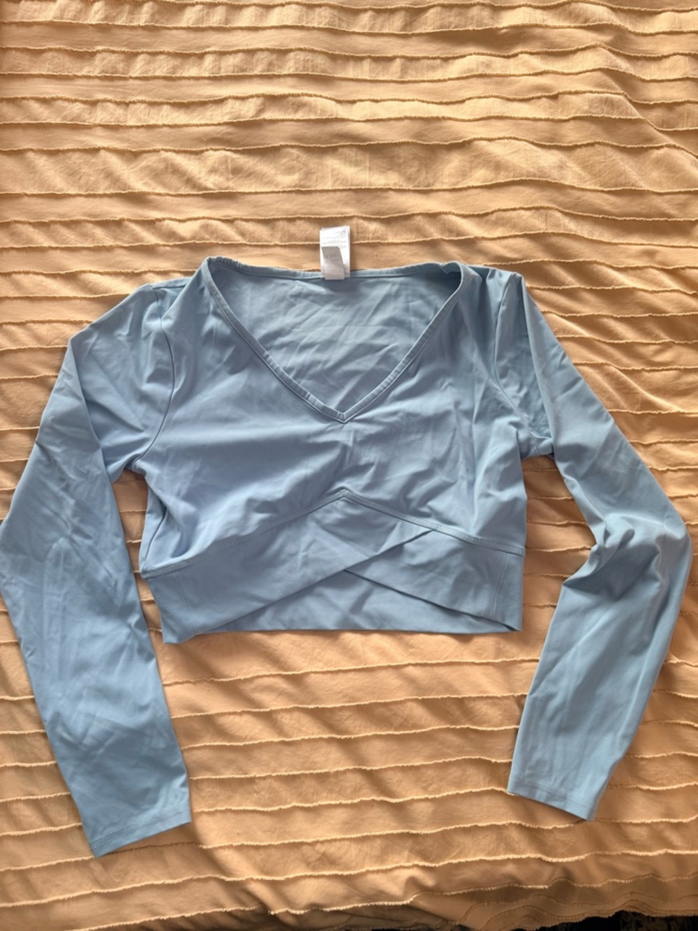 Gymshark Light Blue Long Sleeve V-Neck Crop Top